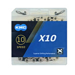 KMC CHAIN 1/2 x 11/128 x 116 links, 10 Speed, KMC, X10, X-SERIES, SILVER/BLACK